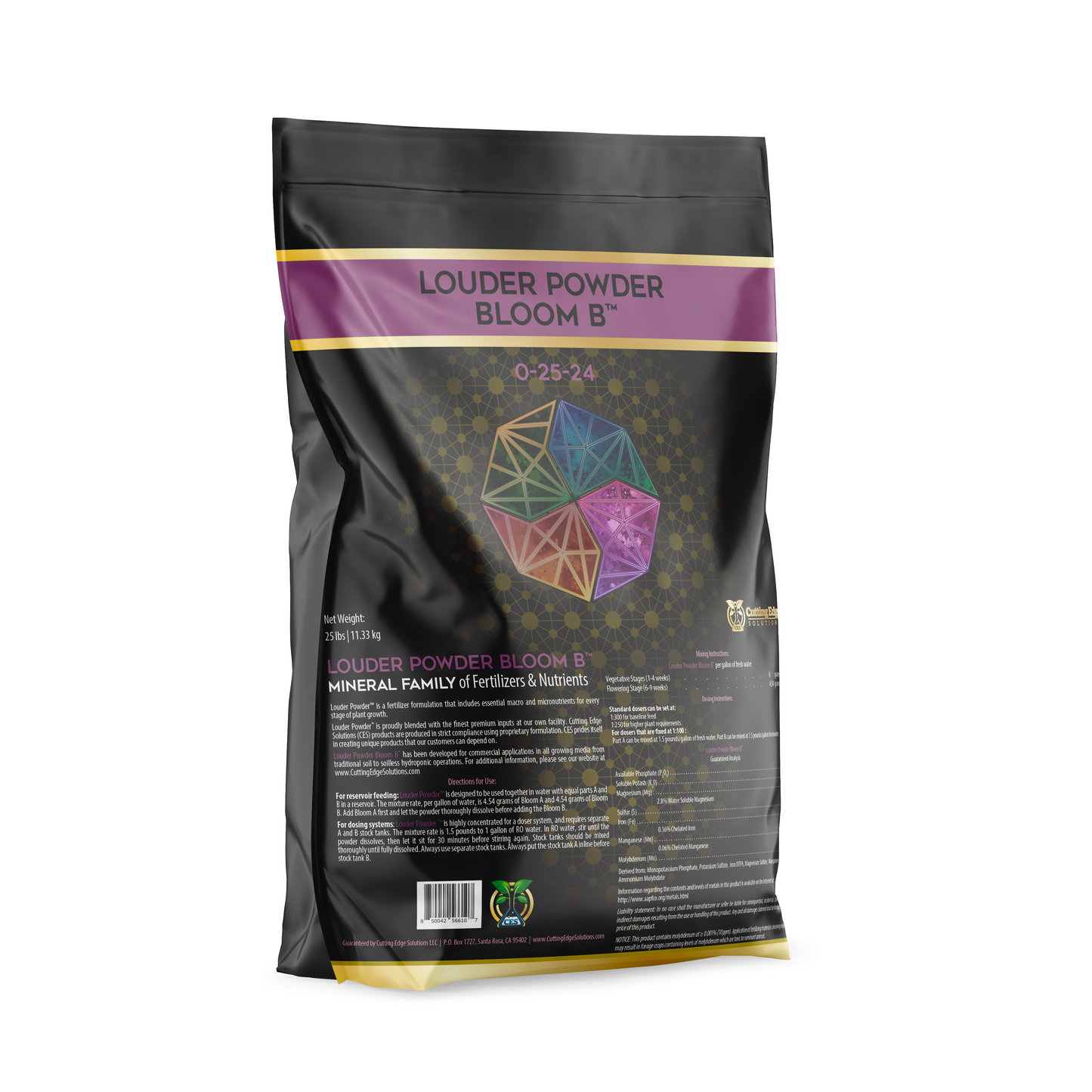 Cutting Edge Solutions Louder Powder commercial base nutrient powder, Bloom B on white background