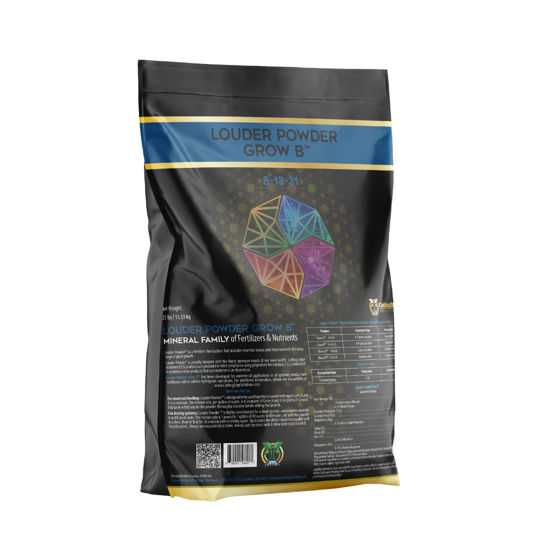 Cutting Edge Solutions Louder Powder commercial base nutrient powder, Grow B on white background