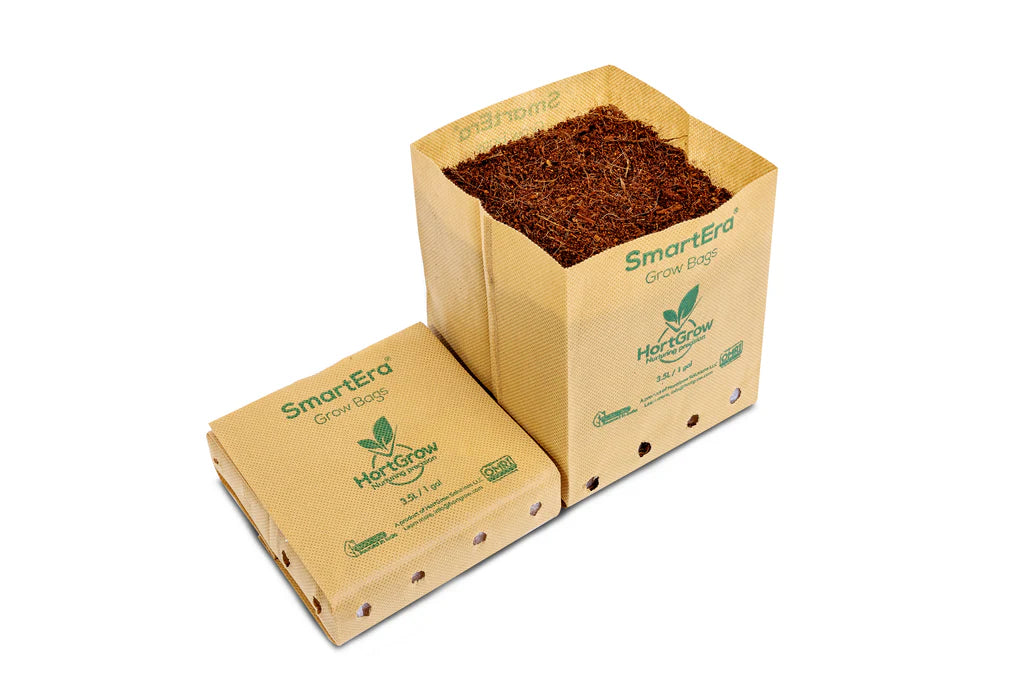 HortGrow SmartEra coco mesh grow pot breathable container for root aeration and drainage on white background