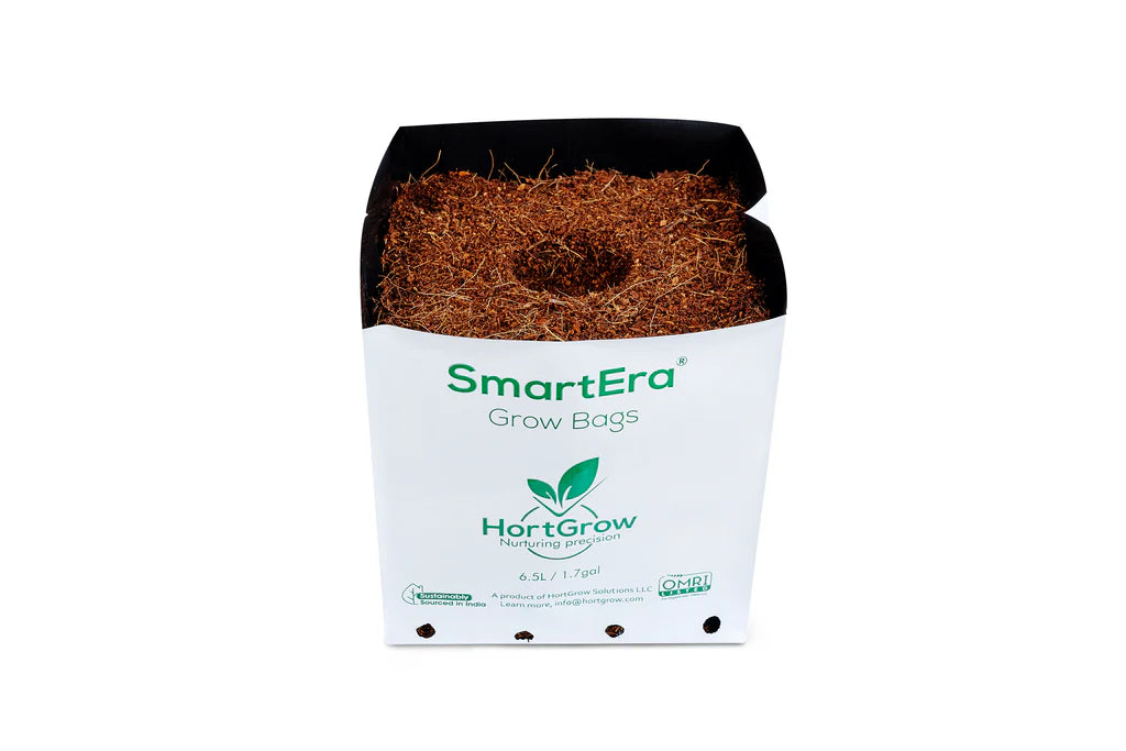 HortGrow SmartEra coco mesh grow pot breathable container for root aeration and drainage on white background