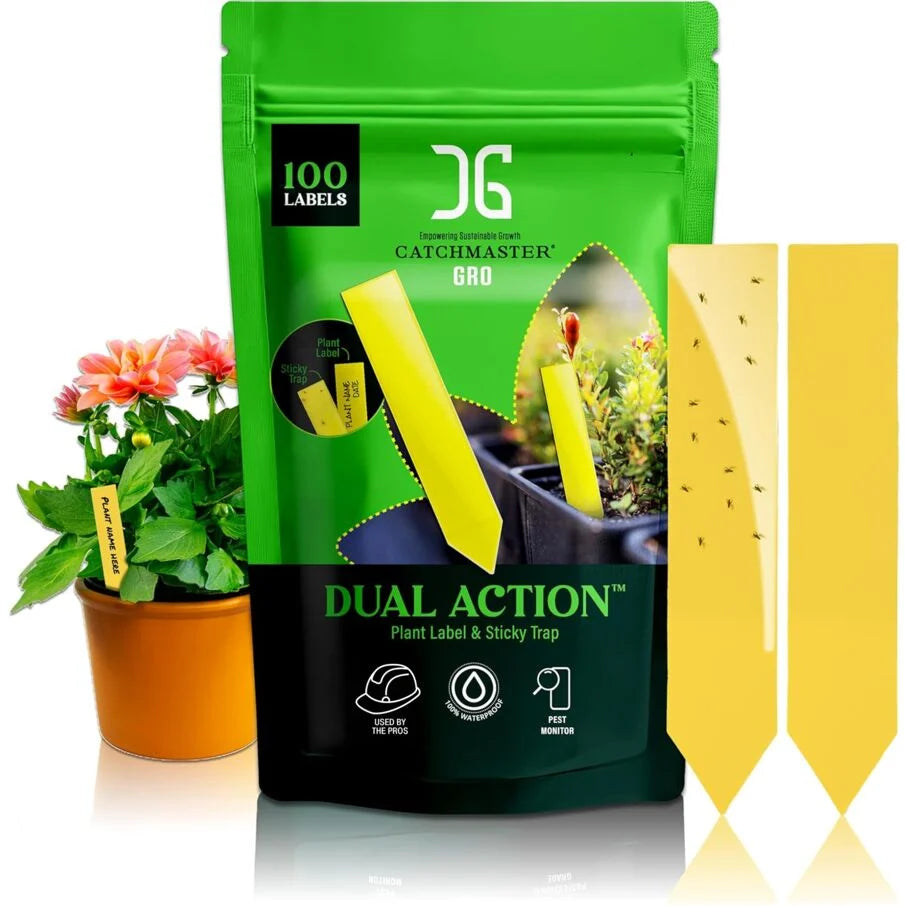 Catchmaster Dual Action Plant Labels 100 pack - Sticky Insect Trap